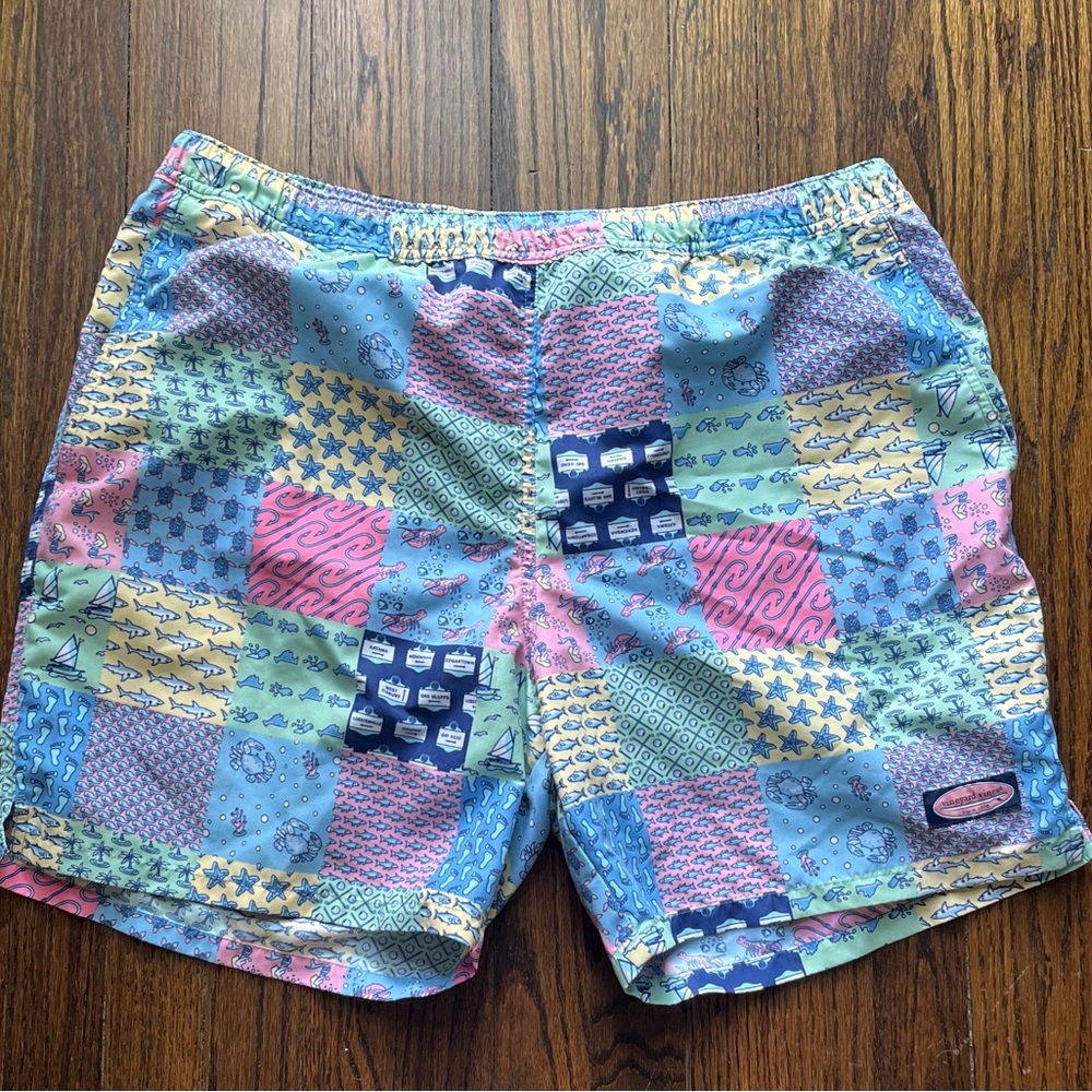 Vineyard Vines Multicolor Patchwork Swim Trunks - image 1